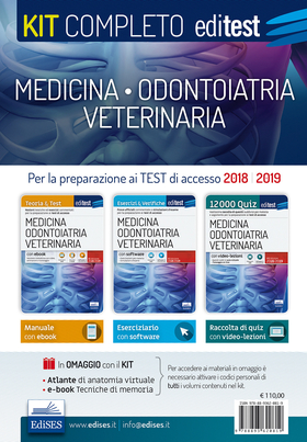 EdiTEST. Kit completo medicina, odontoiatria, veterinaria. Teoria, esercizi svolti, prove ufficiali commentate e simulazioni d’esame per i test di accesso. Con ebook