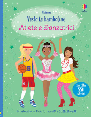 copertina Atlete e danzatrici. Vesto le bamboline. Con adesivi