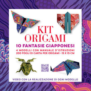 copertina Kit origami. 10 fantasie giapponesi. Strappa e piega XXL. Nuova ediz. Con QR per tutorial per realizzare 4 modelli tradizionali. Con 200 fogli di carta origami con fantasie giapponesi