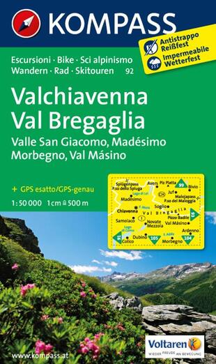 copertina Carta escursionistica n. 92. Valchivenna, Val Bregaglia 1:50000