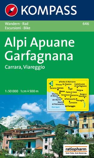 copertina Carta escursionistica n. 646. Toscana, Umbria, Abruzzi. Alpi Apuane, Garfagnana, Carrara, Viareggio 1:50.000