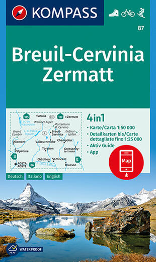 copertina Carta escursionistica n. 87. Breuil-Cervinia, Zermatt 1:50.000. Ediz. multilingue