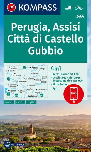 copertina Carta n. 2464. Perugia, Assisi, Citt&agrave; di Castello, Gubbio. Ediz. italiana, inglese e tedesca