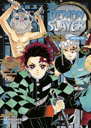 copertina Demon slayer. Kimetsu no yaiba. Libro da colorare. Ediz. indaco