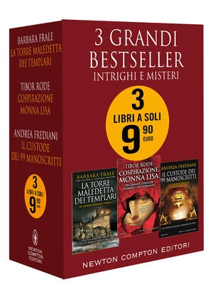 copertina 3 grandi bestseller. Intrighi e misteri (La torre maledetta dei templari - Cospirazione Monna Lisa - Il custode dei 99 manoscritti)