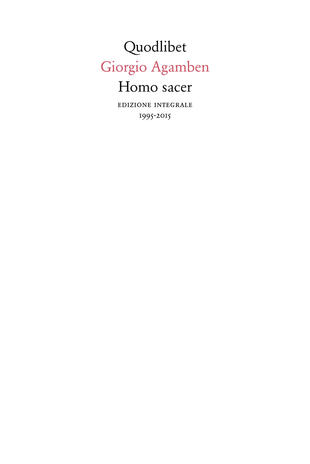 copertina Homo sacer (1995-2015). Ediz. integrale
