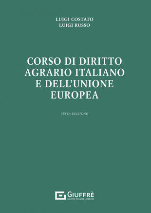 copertina Corso di diritto agrario italiano e dell'Unione europea