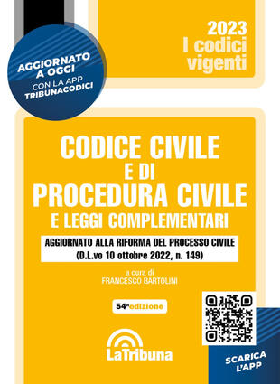 copertina Codice civile e di procedura civile e leggi complementari. Con App Tribunacodici