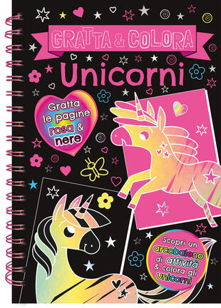 copertina Gratta e colora. Unicorni. Ediz. illustrata. Con matita di legno