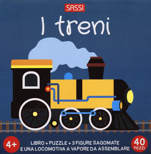 copertina I treni. Q-box. Ediz. a colori. Con 3 figure sagomate. Con locomotiva da montare. Con puzzle