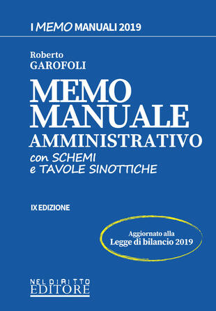copertina Memo manuale amministrativo. Con schemi e tavole sinottiche