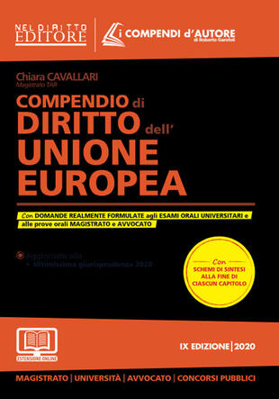 copertina Compendio di diritto dell'Unione Europea. Con espansione online