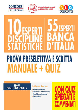 copertina 10 esperti discipline statistiche. 55 esperti Banca d'Italia. Prova preselettiva e scritta. Manuale + quiz. Con software di simulazione
