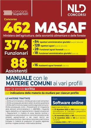 copertina Concorso 462 MASAF. Manuale con le materie comuni ai vari profili. Con espansione online