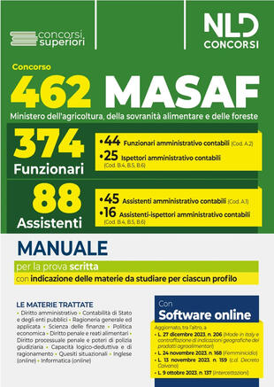 copertina Concorso 462 MASAF. Manuale con le materie comuni ai vari profili. Con espansione online