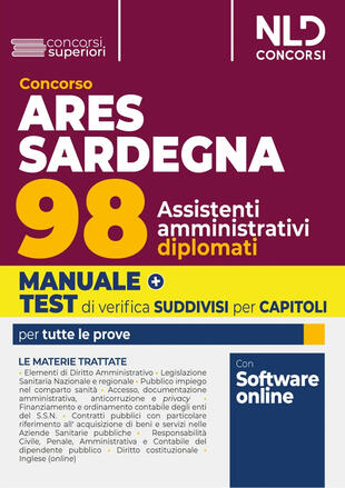 copertina ARES Sardegna. Concorso per 98 assistenti amministrativi 2024. Con software di simulazione