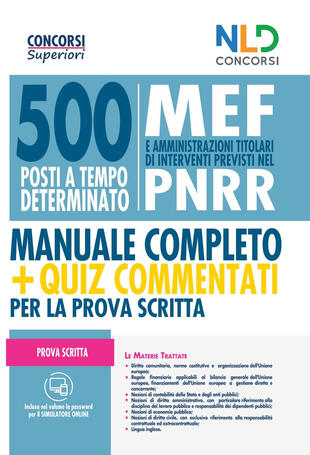 copertina Concorso 500 posti alla Presidenza del Consiglio dei Ministri. Manuale completo + Quiz per la prova scritta. Con software di simulazione