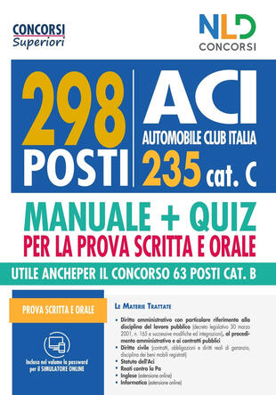 copertina Concorso ACI: manuale + quiz completo per il concorso 298 posti Cat. C. Con software di simulazione