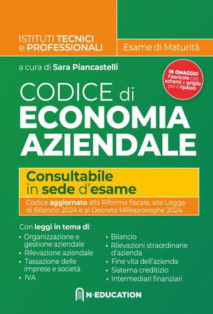 copertina Codice di economia aziendale per l'esame di Stato. Per tutti gli istituti superiori. Con appendice con Schemi e Griglie. Con appendice con schemi e griglie