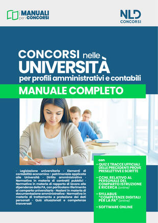 copertina Concorsi nelle Università 2023. Profili amministrativi e contabili. Manuale completo. Con software di simulazione