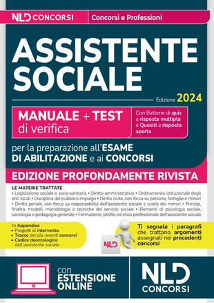 copertina Assistente sociale 2024. Manuale + Test di verifica per la preparazione all'esame di abilitazione e ai concorsi. Nuova ediz. Con espansione online