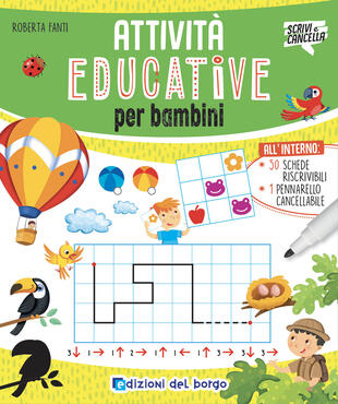 copertina Attivit&agrave; educative per bambini. Ediz. a colori. Con 50 schede riscrivibili. Con pennarello cancellabile