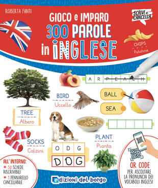 copertina 300 parole in inglese. Gioco e imparo. Ediz. a colori. Con QR code per ascoltare la pronuncia. Con pennarello cancellabile. Con 50 schede riscrivibili