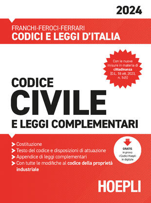 copertina Codice civile e leggi complementari 2024. Con espansione online