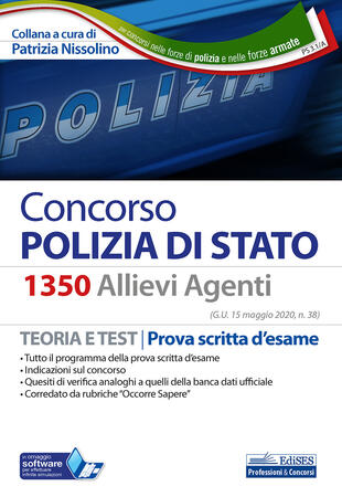 copertina Concorso 1350 allievi agenti Polizia di Stato. Teoria e test. Prova scritta d'esame. Con software di simulazione