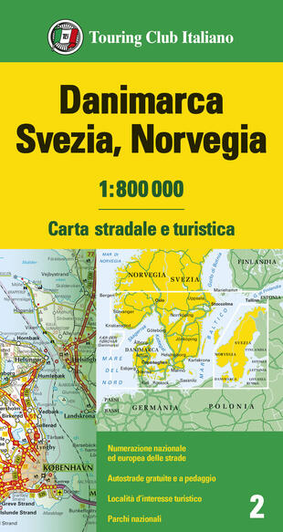 copertina Danimarca, Svezia, Norvegia 1:800.000. Carta stradale e turistica