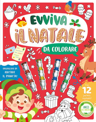 copertina Evviva il Natale da colorare. Ediz. illustrata. Con 12 pastelli