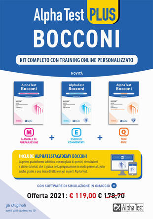 copertina Alpha Test plus. Bocconi. Kit completo con training online personalizzato