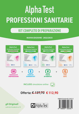 copertina Alpha Test. Professioni sanitarie. Kit completo di preparazione: Manuale di preparazione-Esercizi commentati-Prove di verifica-7000 quiz. Nuova ediz. Con software di simulazione