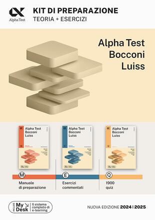 copertina Alpha Test Bocconi Luiss. Kit di preparazione: Manuale di preparazione-Esercizi commentati-1900 quiz. Con MyDesk