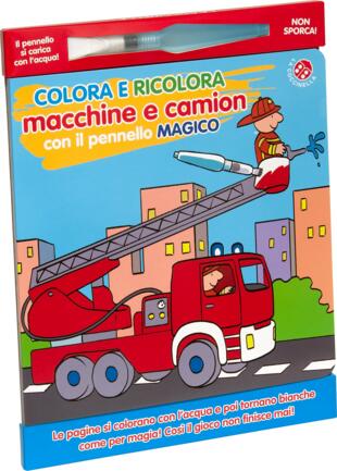 copertina Colora e ricolora macchine e camion con il pennarello magico