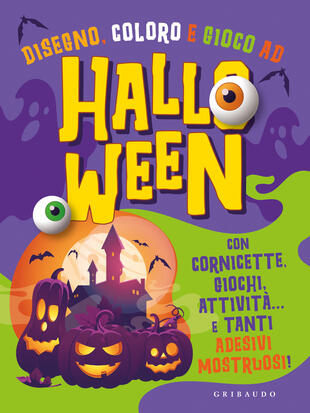 copertina Disegno, coloro e gioco ad Halloween. Con cornicette, giochi, attività e tanti... adesivi mostruosi! Ediz. illustrata