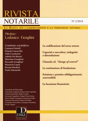 copertina Rivista notarile (2018)