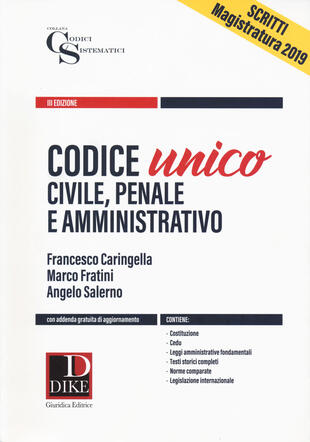 copertina Codice unico. Civile, penale e amministrativo. Con espansione online