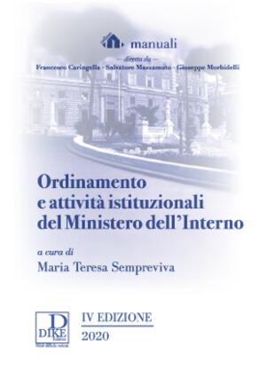 copertina Ordinamento e attività istituzionali del Ministero dell'interno