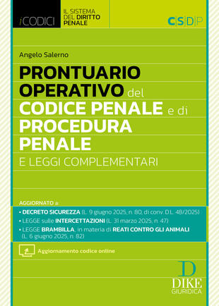 copertina Prontuario operativo del codice penale e di procedura penale. Con aggiornamento codice online
