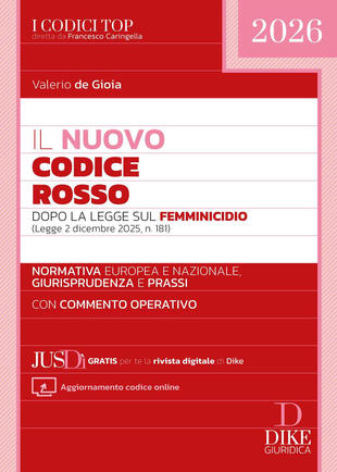 copertina Il nuovo Codice Rosso dopo la legge sul femminicidio. Con aggiornamento codice online