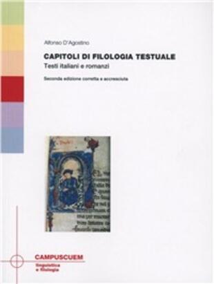 copertina Capitoli di filologia testuale. Testi italiani e romanzi