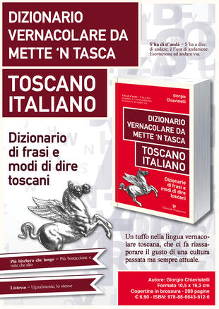 copertina Dizionario vernacolare da mette 'n tasca. Toscano italiano. Dizionario di frasi e modi di dire toscani