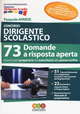 copertina Concorso dirigente scolastico. 73 domande a risposta aperta