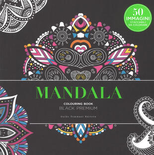 copertina Mandala. Black premium. Colouring book antistress