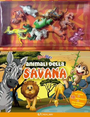 copertina Animali della savana. Ediz. a colori. Con 10 animaletti in plastica. Con Poster