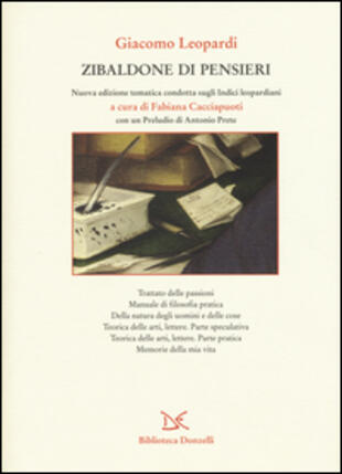 copertina Zibaldone di pensieri. Nuova edizione tematica stabilita sugli Indici leopardiani