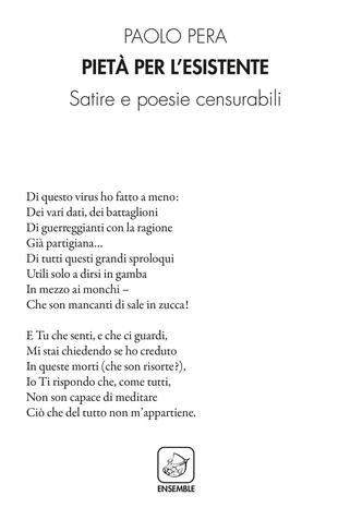 copertina Pietà per l'esistente. Satire e poesie censurabili