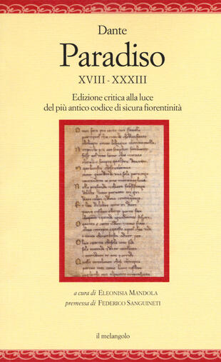 copertina Paradiso XVIII-XXXIII. Edizione critica alla luce del più antico codice di sicura fiorentinità