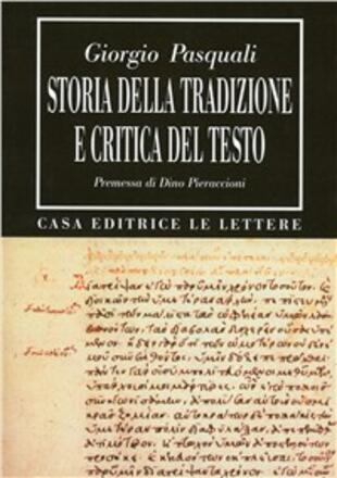 copertina Storia della tradizione e critica del testo